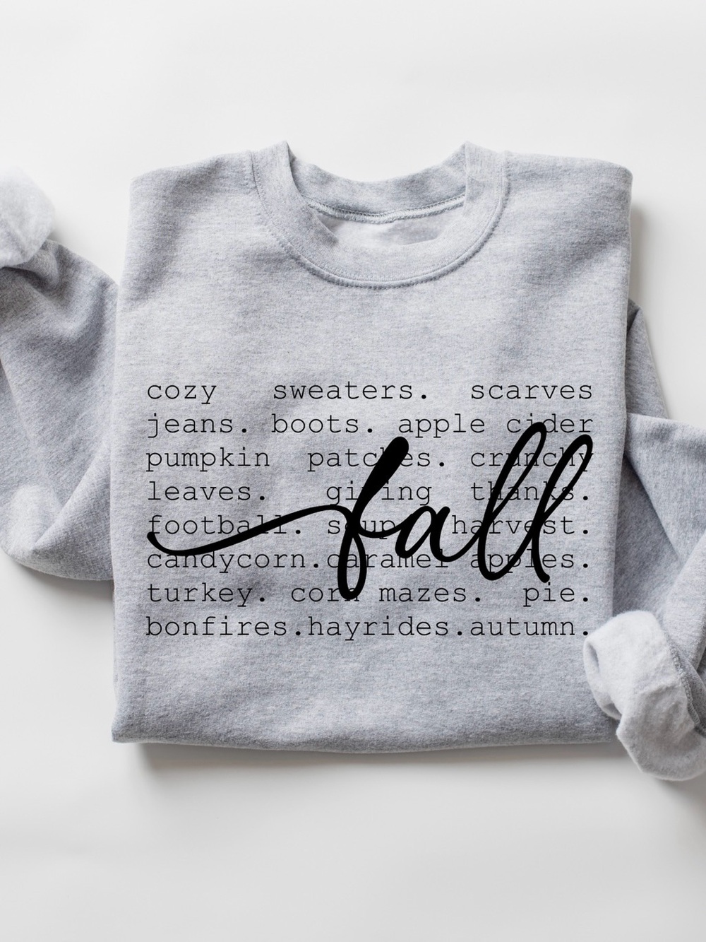 Fall Words List Cozy Autumn Vibe Crewneck Sweatshirt